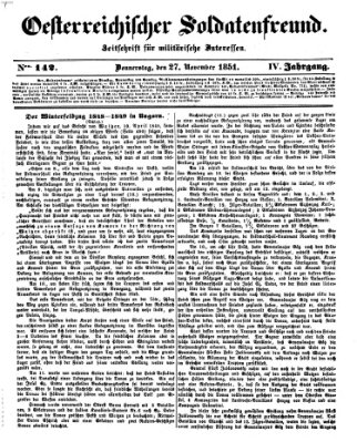 Oesterreichischer Soldatenfreund (Militär-Zeitung) Donnerstag 27. November 1851