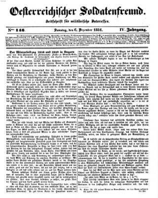 Oesterreichischer Soldatenfreund (Militär-Zeitung) Samstag 6. Dezember 1851