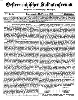 Oesterreichischer Soldatenfreund (Militär-Zeitung) Donnerstag 11. Dezember 1851