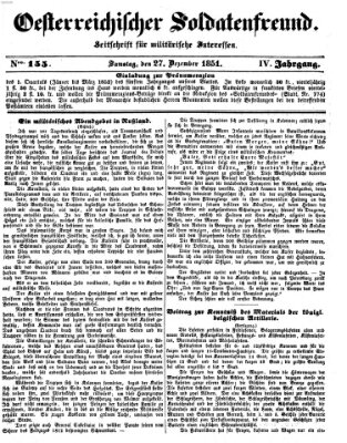 Oesterreichischer Soldatenfreund (Militär-Zeitung) Samstag 27. Dezember 1851