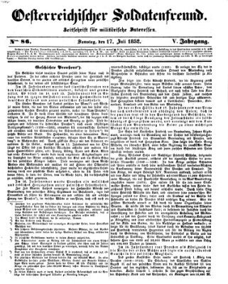 Oesterreichischer Soldatenfreund (Militär-Zeitung) Samstag 17. Juli 1852