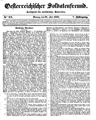 Oesterreichischer Soldatenfreund (Militär-Zeitung) Dienstag 20. Juli 1852