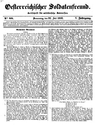 Oesterreichischer Soldatenfreund (Militär-Zeitung) Donnerstag 22. Juli 1852