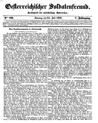 Oesterreichischer Soldatenfreund (Militär-Zeitung) Samstag 24. Juli 1852