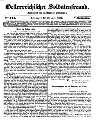 Oesterreichischer Soldatenfreund (Militär-Zeitung) Samstag 18. September 1852
