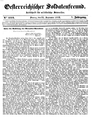 Oesterreichischer Soldatenfreund (Militär-Zeitung) Dienstag 21. September 1852