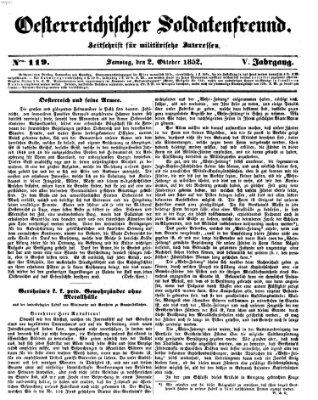 Oesterreichischer Soldatenfreund (Militär-Zeitung) Samstag 2. Oktober 1852