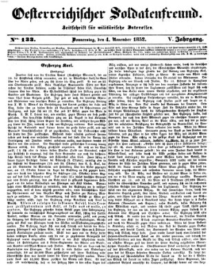 Oesterreichischer Soldatenfreund (Militär-Zeitung) Donnerstag 4. November 1852