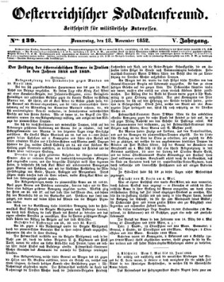 Oesterreichischer Soldatenfreund (Militär-Zeitung) Donnerstag 18. November 1852