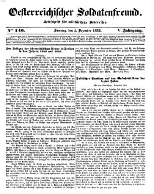 Oesterreichischer Soldatenfreund (Militär-Zeitung) Samstag 4. Dezember 1852