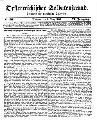 Oesterreichischer Soldatenfreund (Militär-Zeitung) Mittwoch 9. März 1853