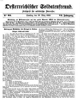 Oesterreichischer Soldatenfreund (Militär-Zeitung) Samstag 19. März 1853