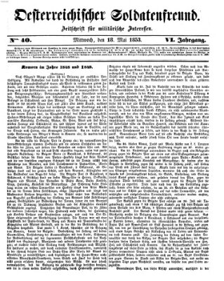 Oesterreichischer Soldatenfreund (Militär-Zeitung) Mittwoch 18. Mai 1853