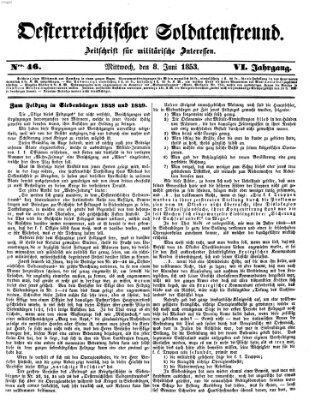 Oesterreichischer Soldatenfreund (Militär-Zeitung) Mittwoch 8. Juni 1853