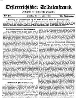 Oesterreichischer Soldatenfreund (Militär-Zeitung) Samstag 11. Juni 1853