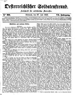 Oesterreichischer Soldatenfreund (Militär-Zeitung) Mittwoch 27. Juli 1853