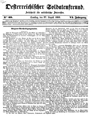 Oesterreichischer Soldatenfreund (Militär-Zeitung) Samstag 27. August 1853