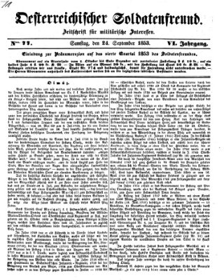 Oesterreichischer Soldatenfreund (Militär-Zeitung) Samstag 24. September 1853