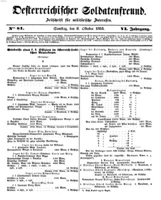 Oesterreichischer Soldatenfreund (Militär-Zeitung) Samstag 8. Oktober 1853