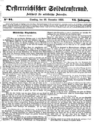 Oesterreichischer Soldatenfreund (Militär-Zeitung) Samstag 12. November 1853