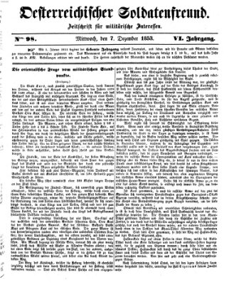 Oesterreichischer Soldatenfreund (Militär-Zeitung) Mittwoch 7. Dezember 1853