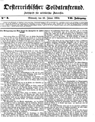 Oesterreichischer Soldatenfreund (Militär-Zeitung) Mittwoch 11. Januar 1854