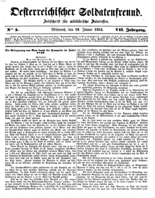 Oesterreichischer Soldatenfreund (Militär-Zeitung) Mittwoch 18. Januar 1854