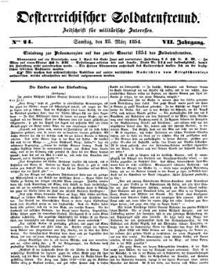 Oesterreichischer Soldatenfreund (Militär-Zeitung) Samstag 25. März 1854