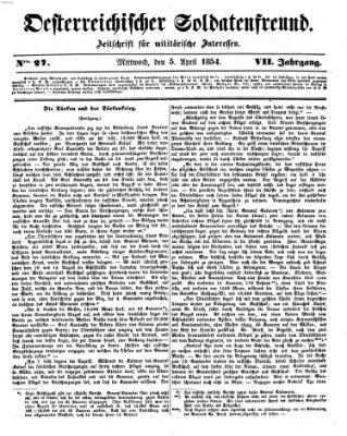 Oesterreichischer Soldatenfreund (Militär-Zeitung) Mittwoch 5. April 1854