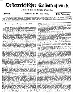 Oesterreichischer Soldatenfreund (Militär-Zeitung) Mittwoch 26. April 1854