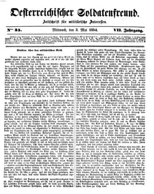 Oesterreichischer Soldatenfreund (Militär-Zeitung) Mittwoch 3. Mai 1854