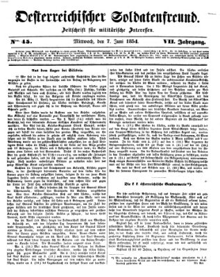 Oesterreichischer Soldatenfreund (Militär-Zeitung) Mittwoch 7. Juni 1854