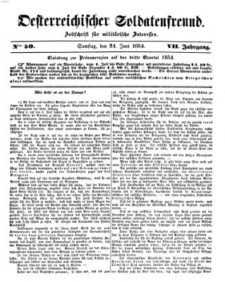 Oesterreichischer Soldatenfreund (Militär-Zeitung) Samstag 24. Juni 1854