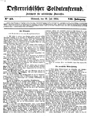 Oesterreichischer Soldatenfreund (Militär-Zeitung) Mittwoch 12. Juli 1854