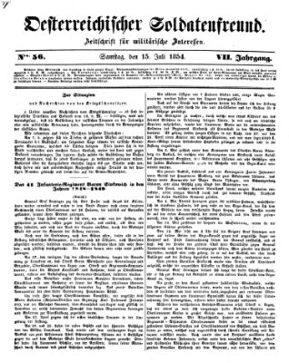 Oesterreichischer Soldatenfreund (Militär-Zeitung) Samstag 15. Juli 1854