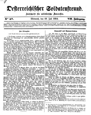 Oesterreichischer Soldatenfreund (Militär-Zeitung) Mittwoch 19. Juli 1854