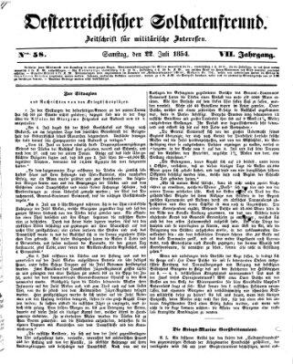 Oesterreichischer Soldatenfreund (Militär-Zeitung) Samstag 22. Juli 1854