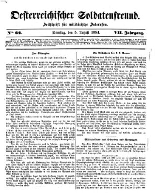 Oesterreichischer Soldatenfreund (Militär-Zeitung) Samstag 5. August 1854