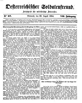 Oesterreichischer Soldatenfreund (Militär-Zeitung) Mittwoch 23. August 1854