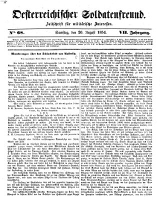 Oesterreichischer Soldatenfreund (Militär-Zeitung) Samstag 26. August 1854