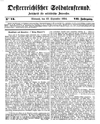 Oesterreichischer Soldatenfreund (Militär-Zeitung) Mittwoch 13. September 1854