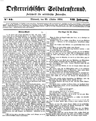 Oesterreichischer Soldatenfreund (Militär-Zeitung) Mittwoch 25. Oktober 1854