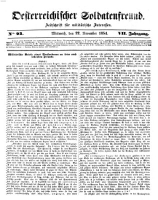 Oesterreichischer Soldatenfreund (Militär-Zeitung) Mittwoch 22. November 1854