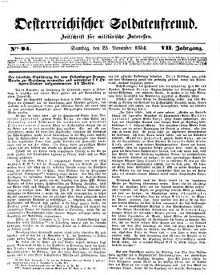 Oesterreichischer Soldatenfreund (Militär-Zeitung) Samstag 25. November 1854