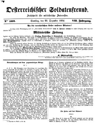 Oesterreichischer Soldatenfreund (Militär-Zeitung) Samstag 23. Dezember 1854