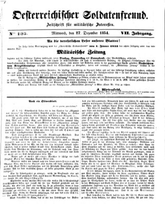 Oesterreichischer Soldatenfreund (Militär-Zeitung) Mittwoch 27. Dezember 1854