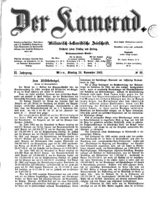 Der Kamerad Dienstag 24. November 1863