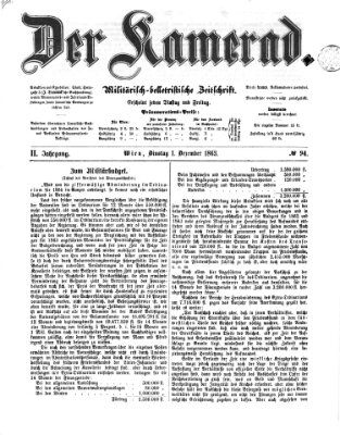 Der Kamerad Dienstag 1. Dezember 1863