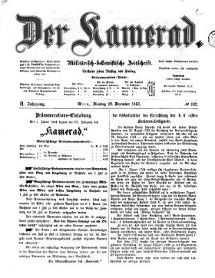 Der Kamerad Dienstag 29. Dezember 1863