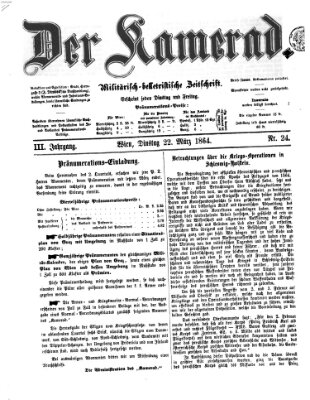 Der Kamerad Dienstag 22. März 1864